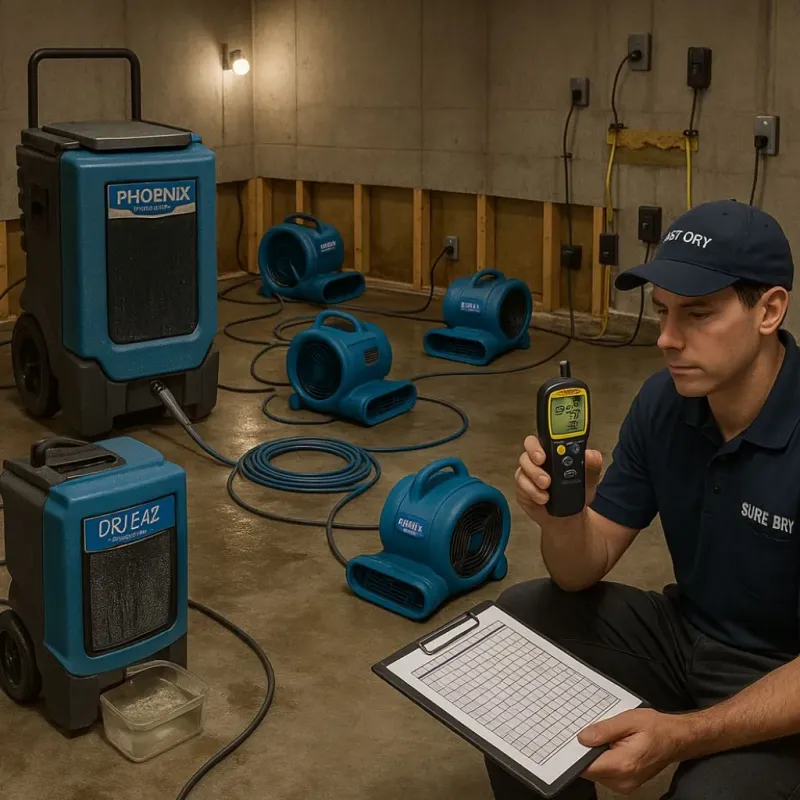 Structural Drying and Dehumidification process in Girard, PA